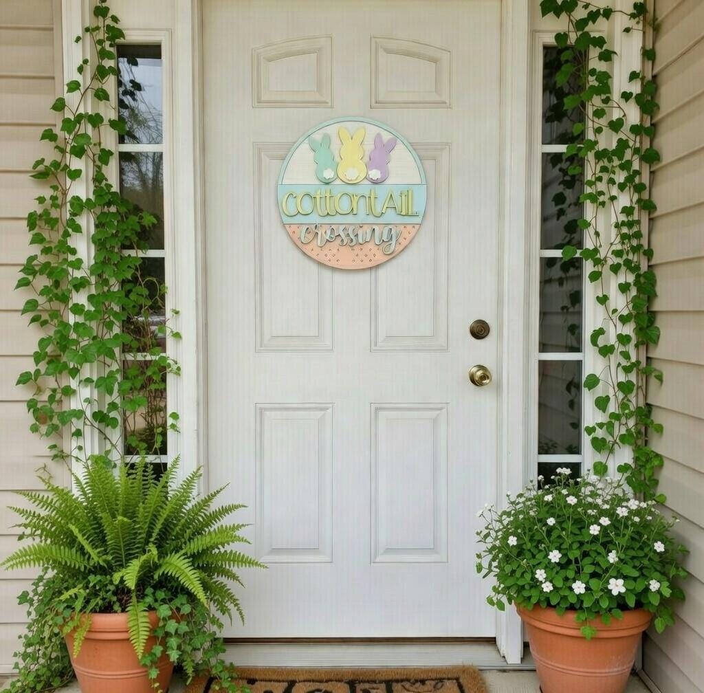 Cotton Tail Crossing Easter Wood Door Hanger DiY