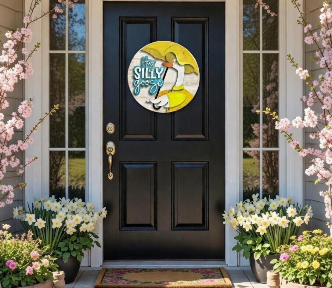 Hey Silly Goose with a Raincoat Door Hanger DiY