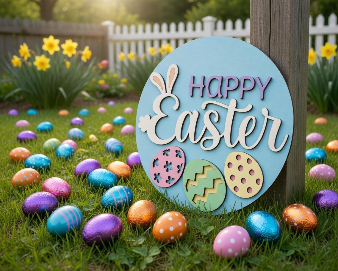 Happy Easter with Eggs on bottom Door Hanger DiY