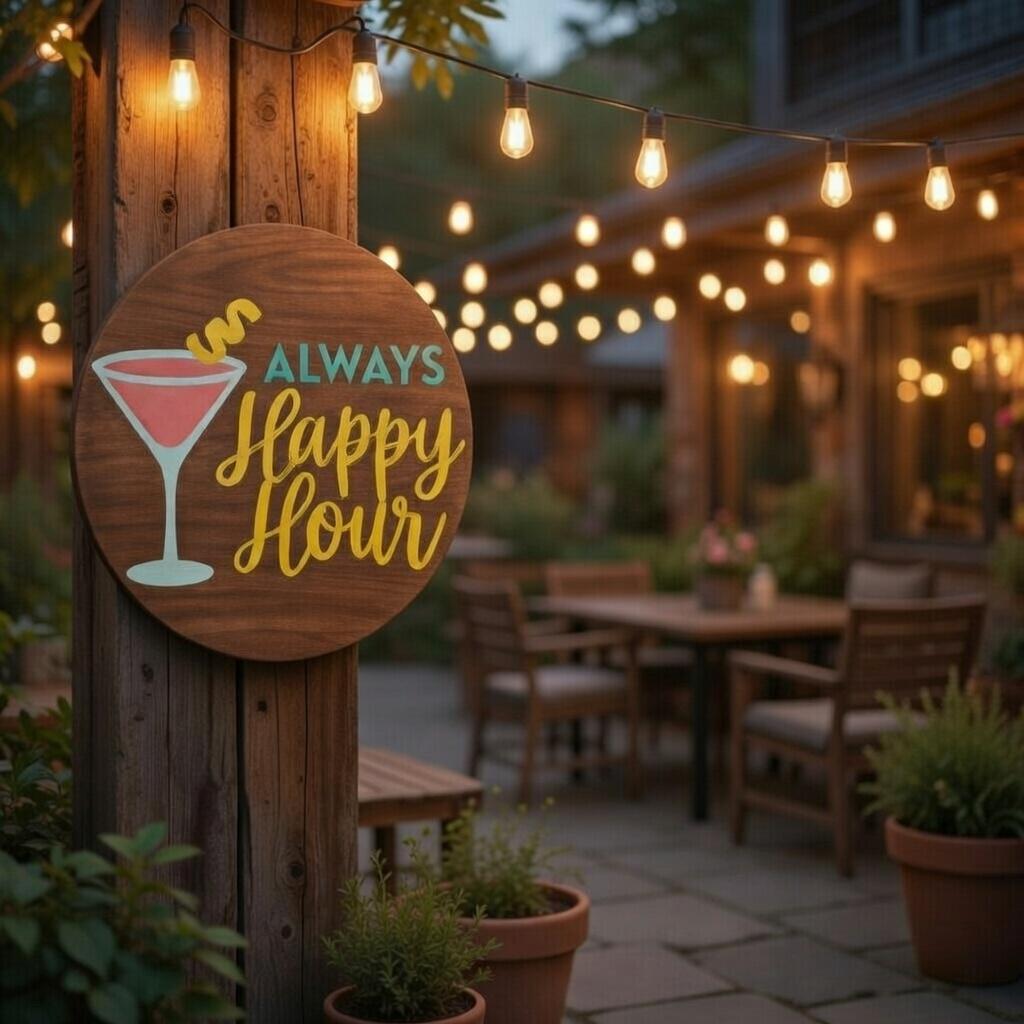 Always Happy Hour Sign Door Hanger DiY