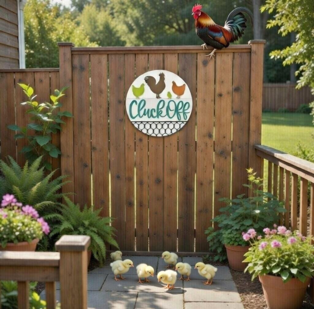 Cluck Off Chicken Wood Door Sign