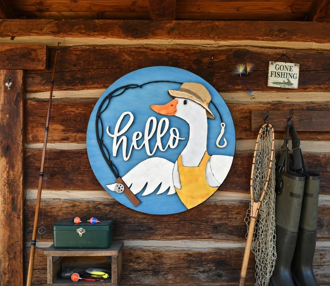 Hello Fisherman Goose Door Hanger DiY