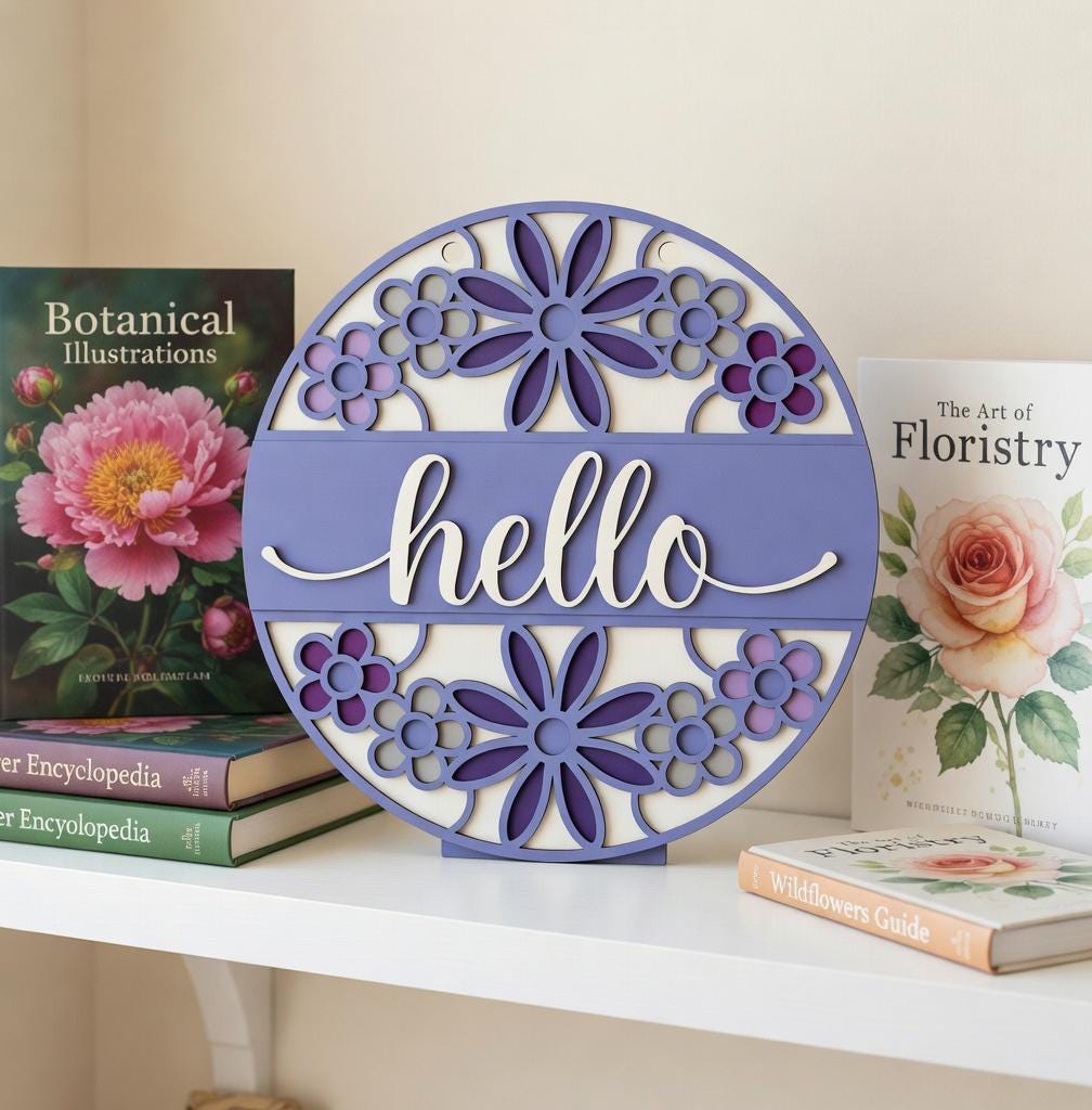 Hello Flower Round Door Hanger DiY