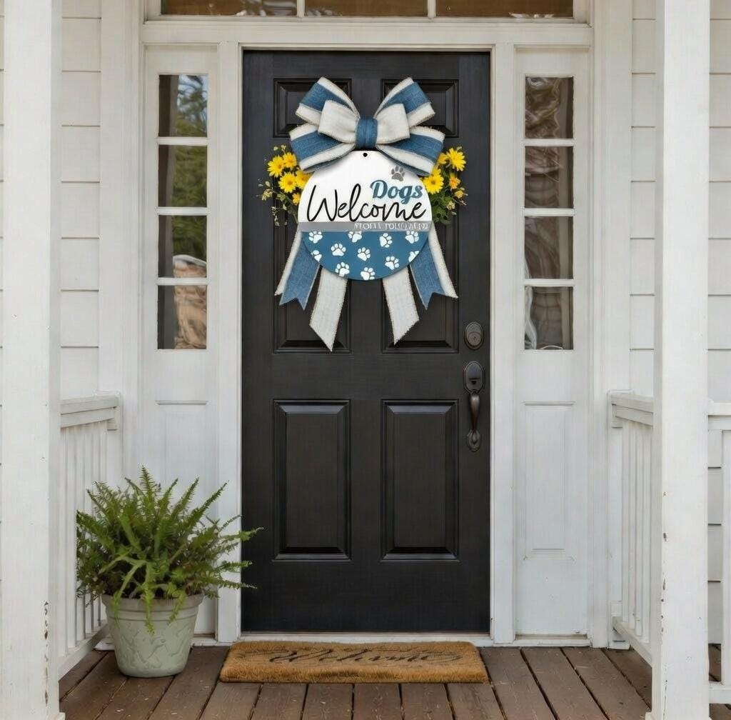 Dogs Welcome People Tolerated Wood Door sign DiY