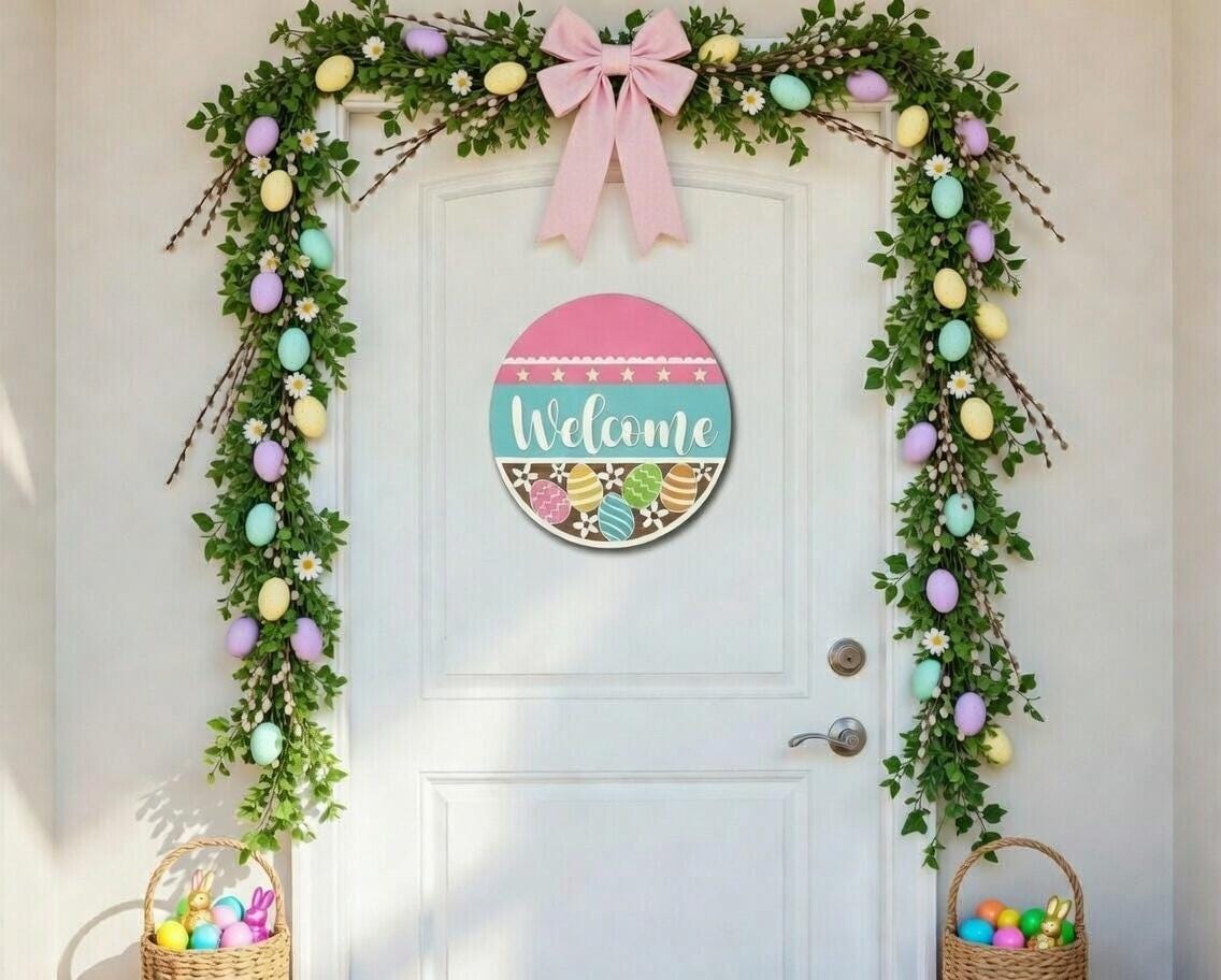 Welcome Easter with Stars and Eggs Door Hanger DiY