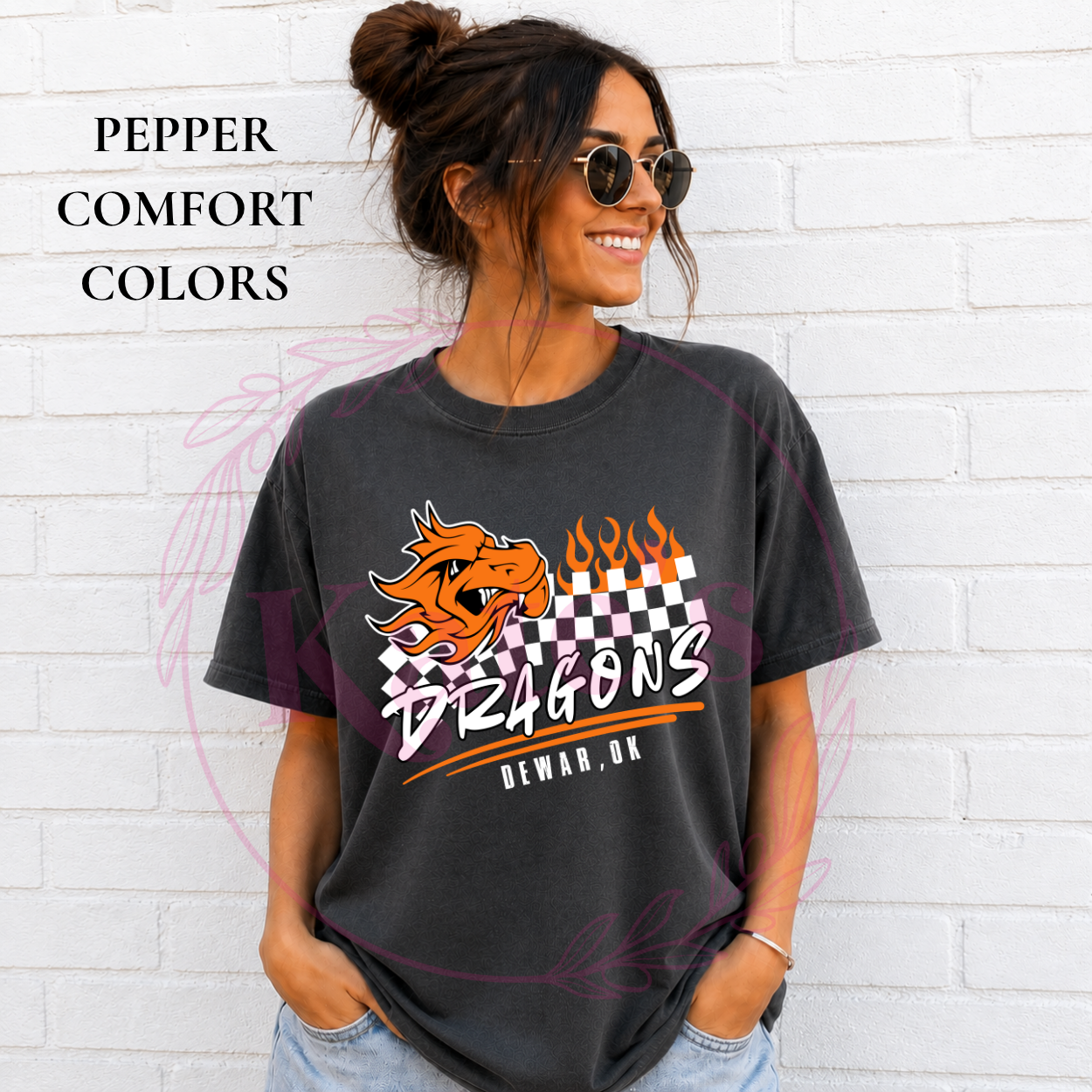 Checkered Flame Custom Mascot Shirt