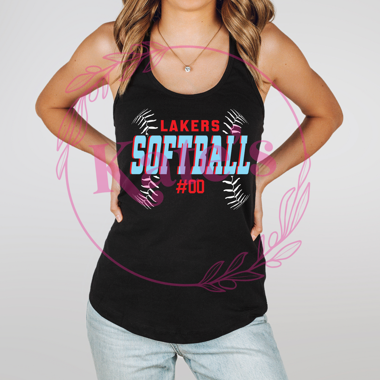Lakers Custom Number Softball Tank Top