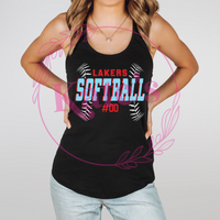 Lakers Custom Number Softball Tank Top
