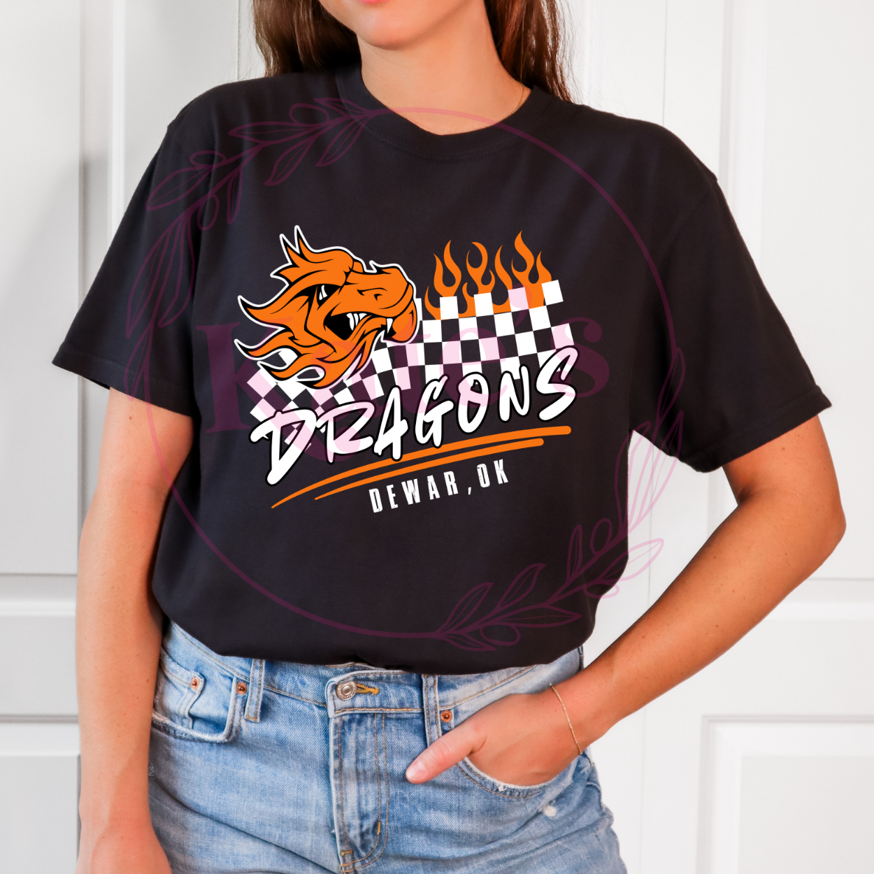 Checkered Flame Custom Mascot Shirt