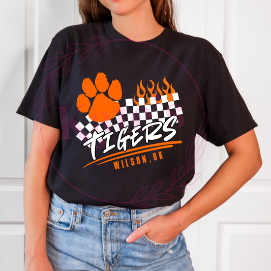 Checkered Flame Custom Mascot Shirt