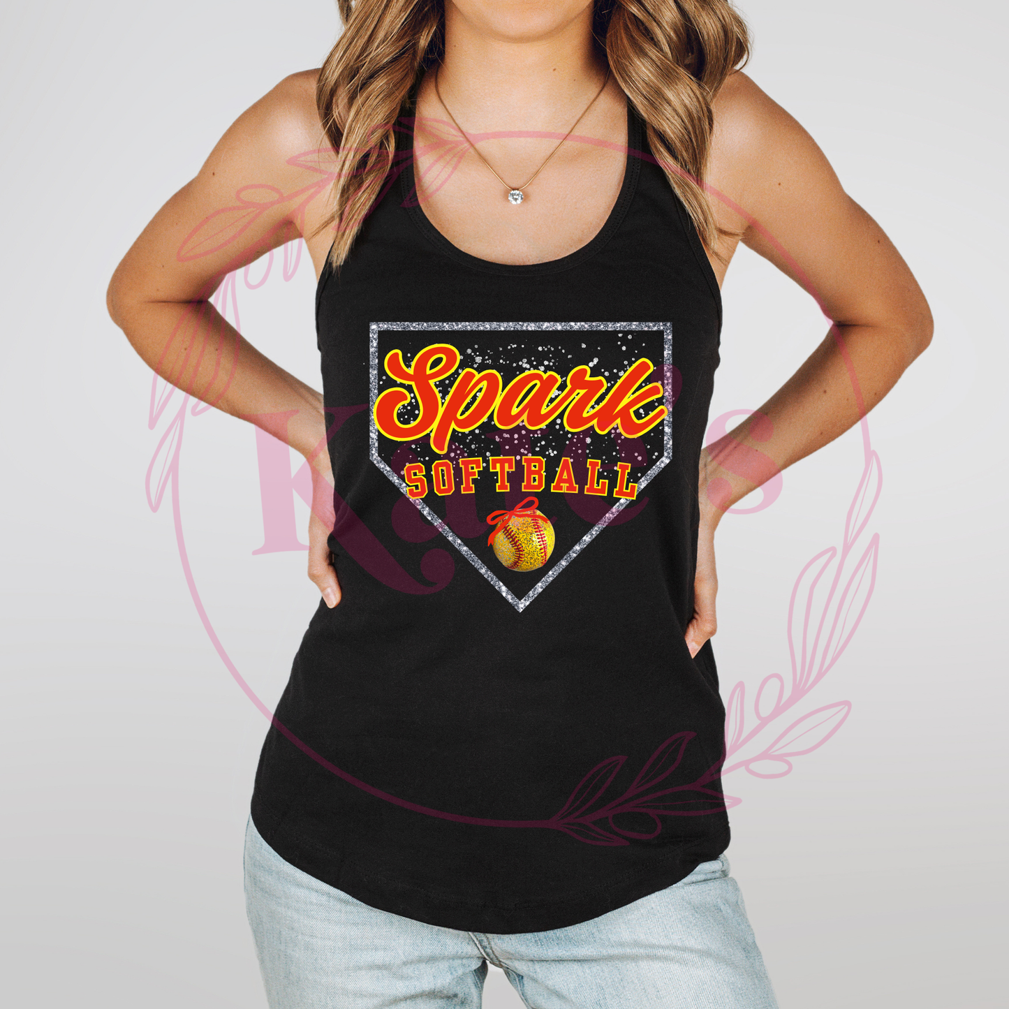 Spark Softball Glitter Homeplate Tank Top