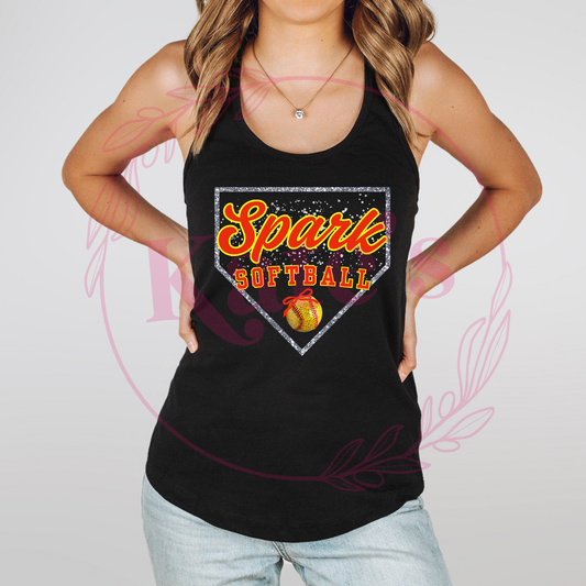 Spark Softball Glitter Homeplate Tank Top