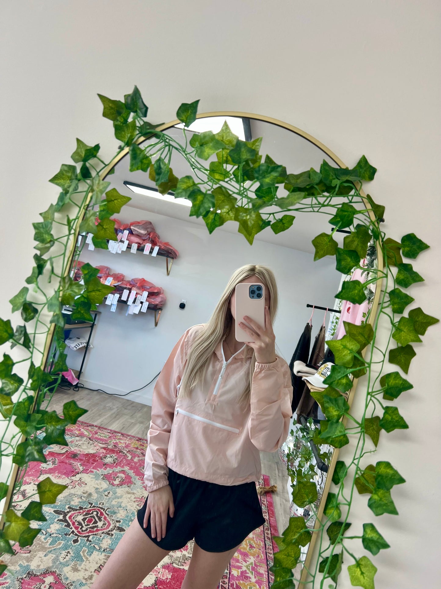 Lightweight Quarter-Zip Pullover Crop Windbreaker
