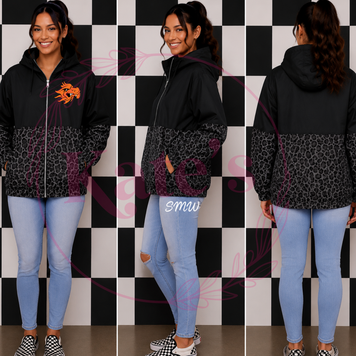 Dark Leopard Mascot Scuba Full Zip Jacket
