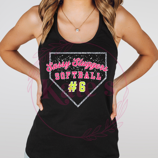 Sassy Sluggers Glitter Diamond Tank Top