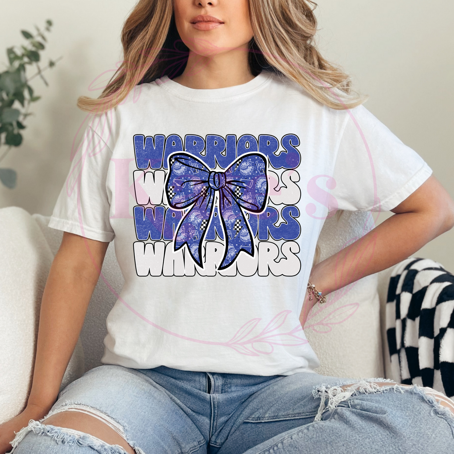 Warriors Stacked w/ Bow School Spirit Shirt