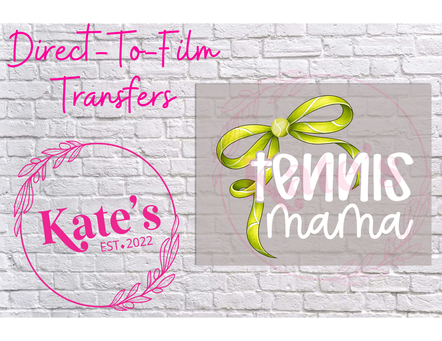 Tennis Mama White - 9 Color Direct-To-Film Transfer