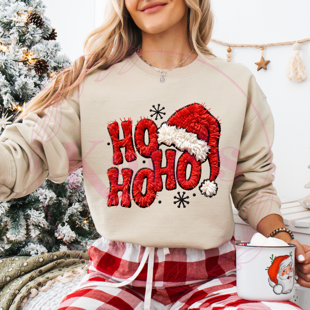 Faux Yarn Ho Ho Ho Christmas Shirt