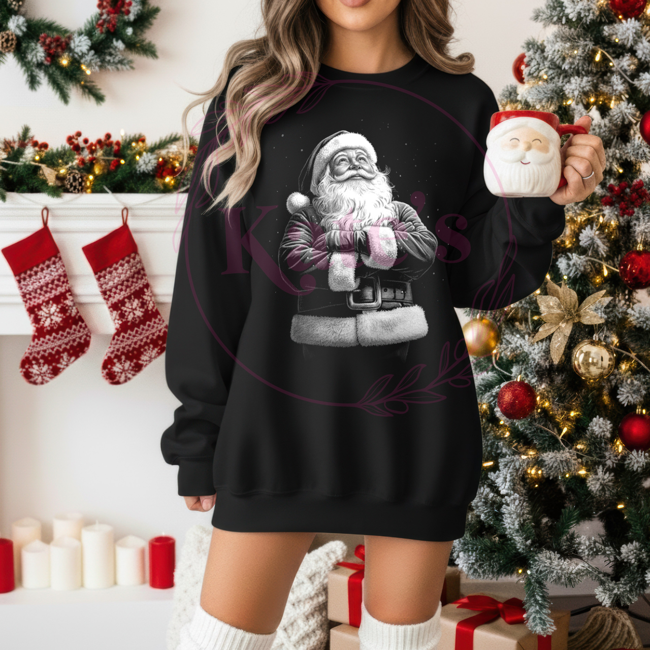 Vintage Santa Claus Half Tone Shirt *DARK SHIRTS ONLY*