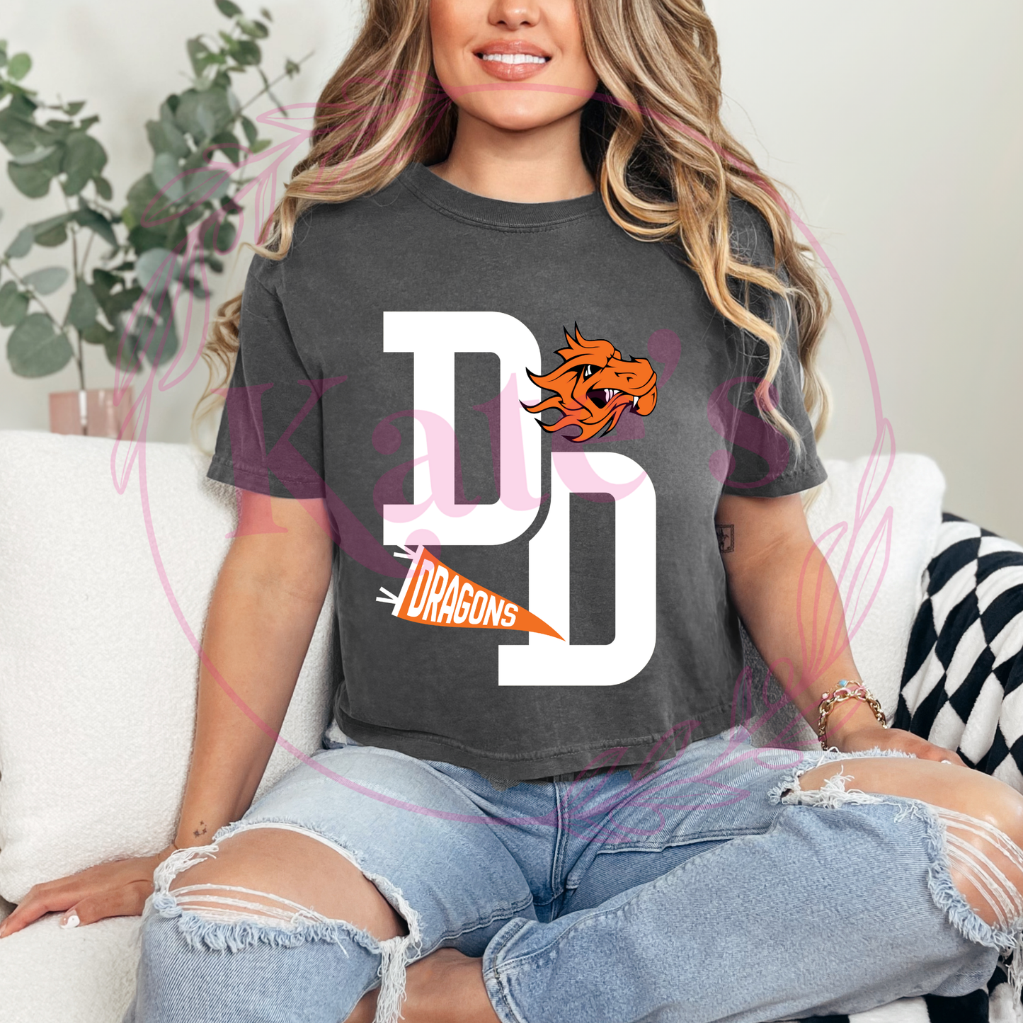 Football Varsity Custom Mascot Comfort Colors Cropped Shirt