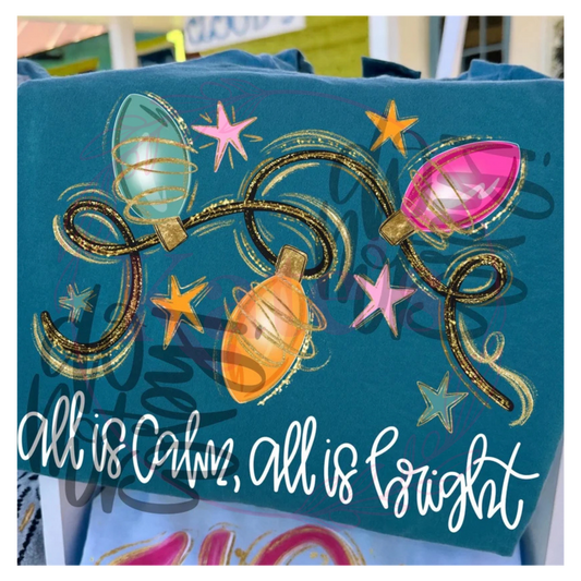 All Is Clam, All Is Bright design shown on a shirt, offered as tee, long sleeve or sweatshirt