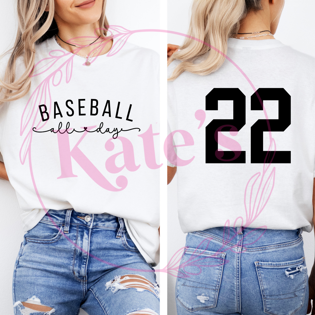 Baseball All Day Custom Number Shirt