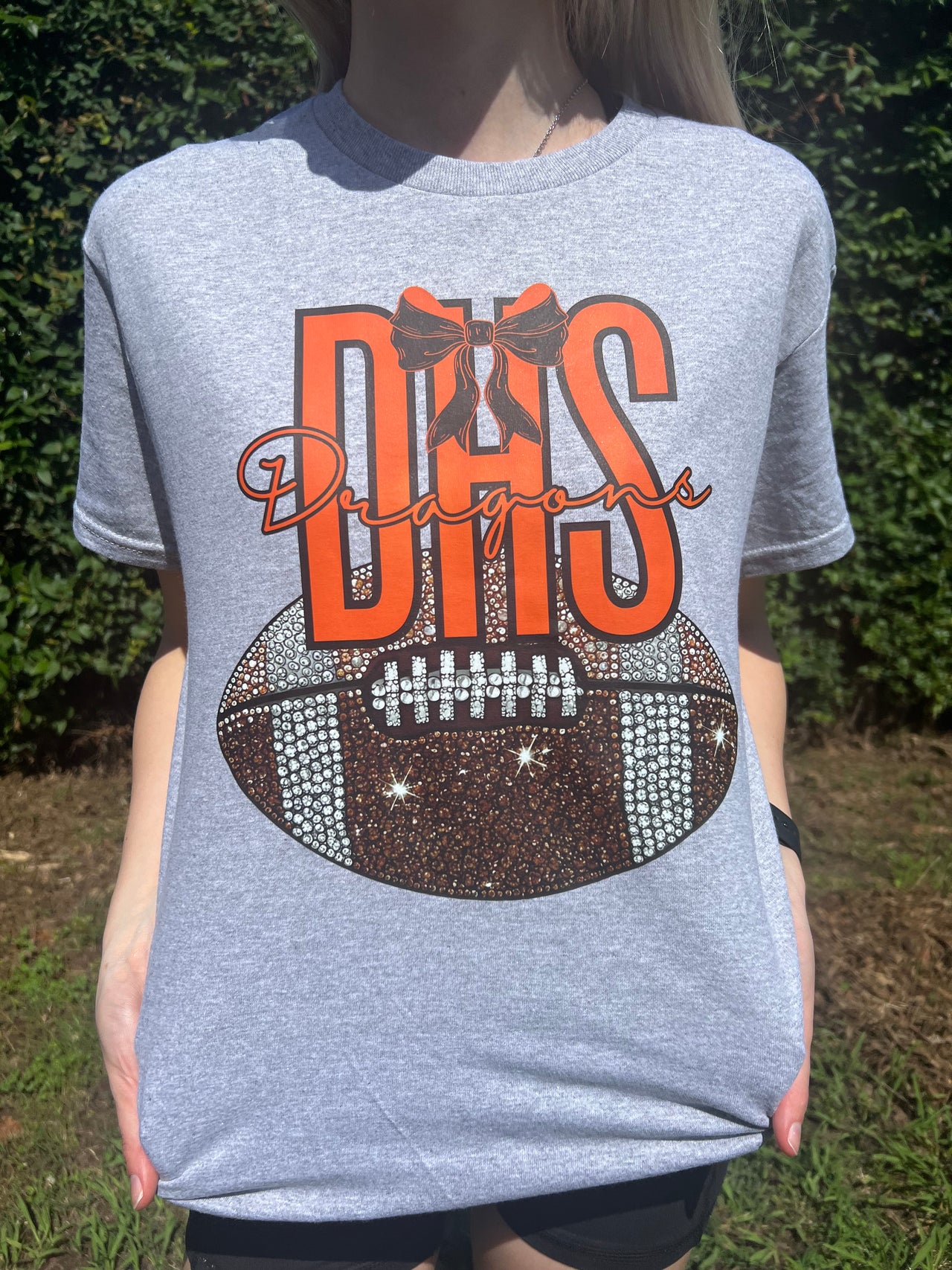 Custom Bling Football Spirit T-Shirt