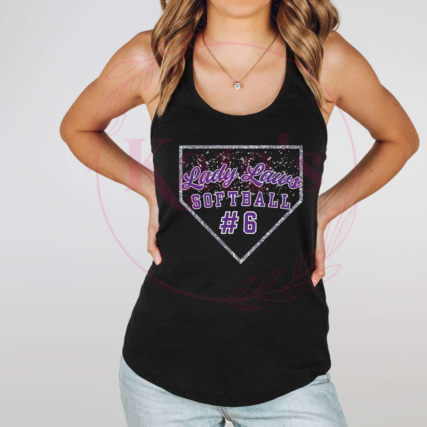 Lady Laws Glitter Homeplate Tank Top