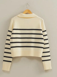 Stripped Half Zip Sweater