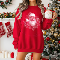Holly Wreath Santa Claus Half Tone Shirt *DARK SHIRTS ONLY*