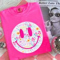 Youth Ditsy Smiley Neon Comfort Colors Tee