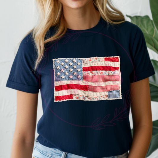 Patchwork American Flag Shirt