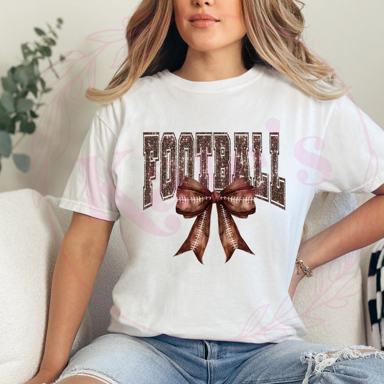 Faux Sequin Football T-Shirt
