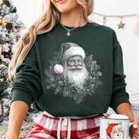 Holly Wreath Santa Claus Half Tone Shirt *DARK SHIRTS ONLY*