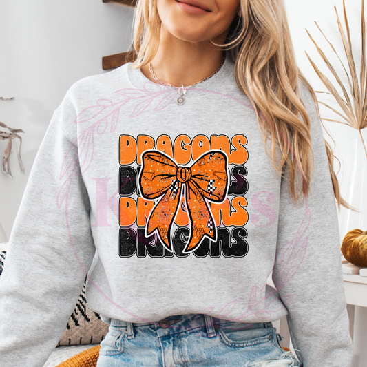 Dragons Stacked w/ Bow School Spirit Shirt