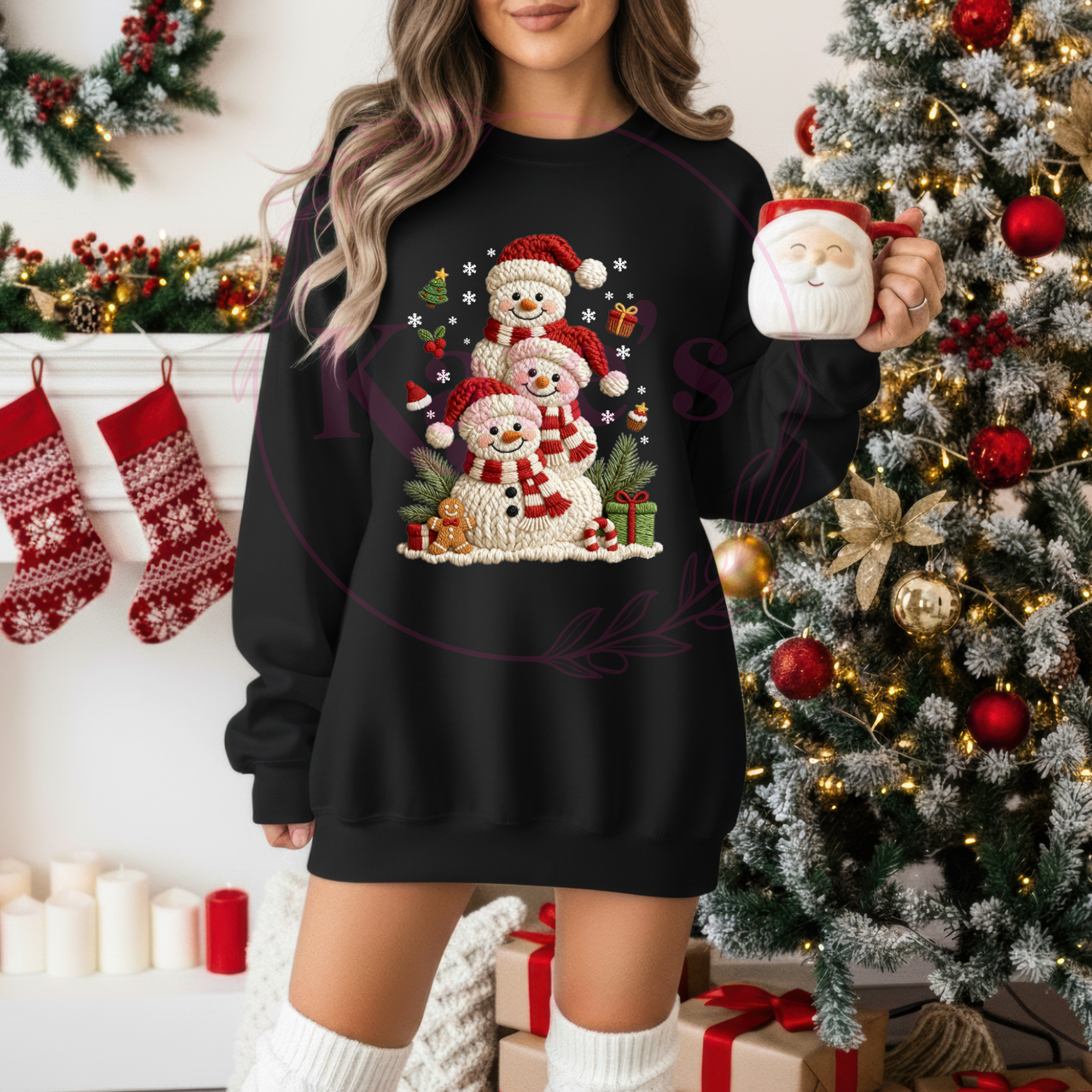 Faux Yarn Snowman's Shirt