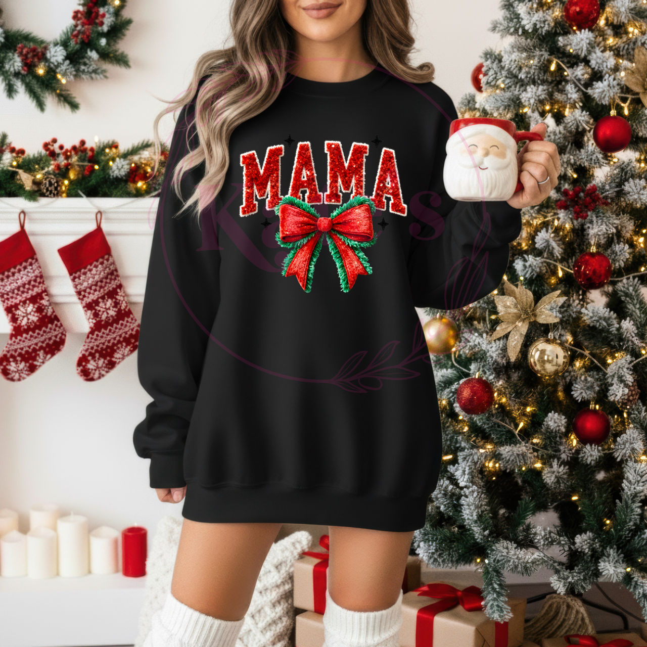 Faux Yarn Mama Christmas Shirt