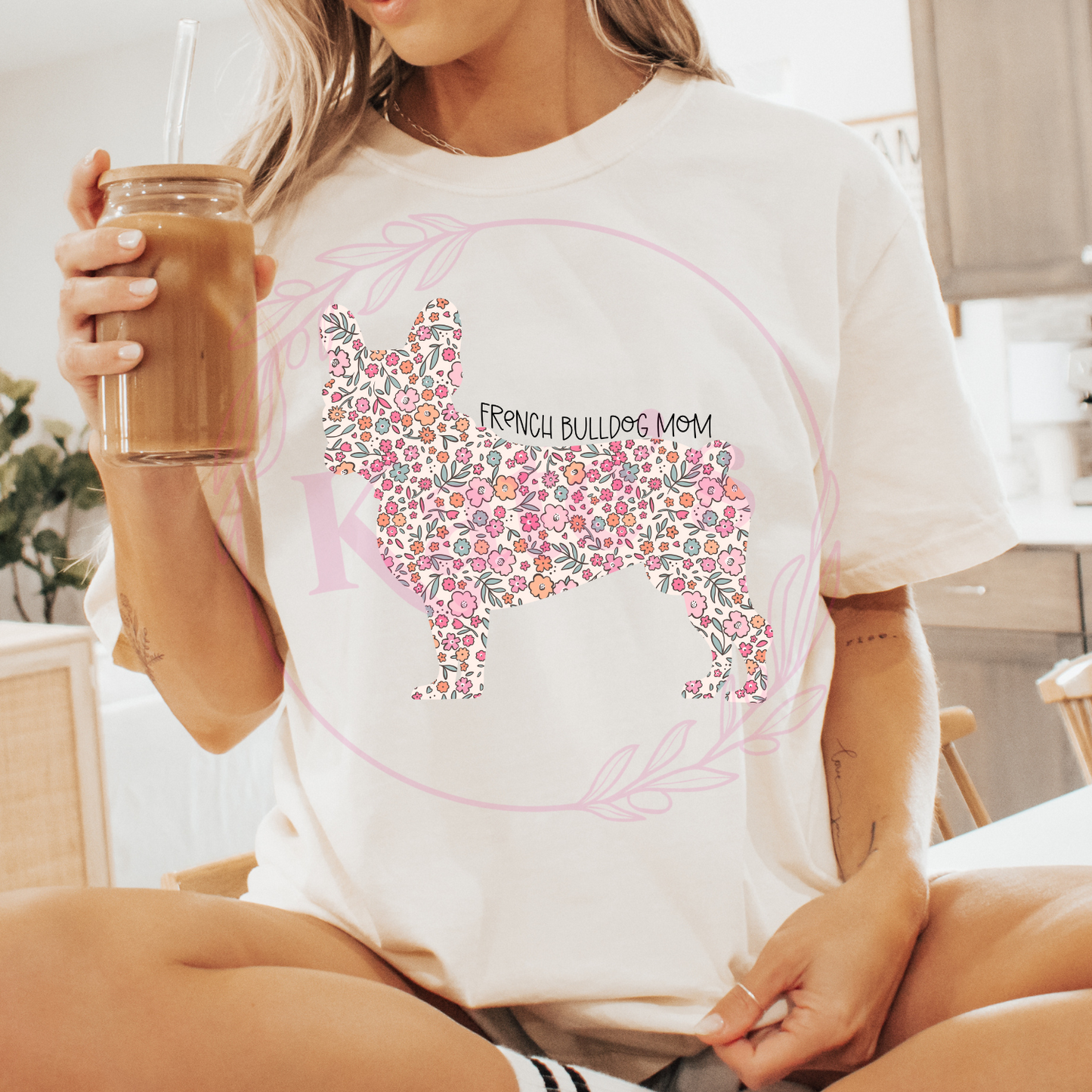 French Bulldog Mom Floral Comfort Colors T-Shirt