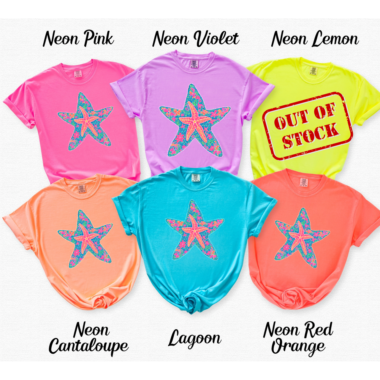 Neon Starfish Comfort Colors Tee