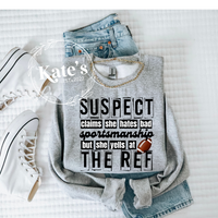 Suspect Claims She Hates Bad Sportsmanship Football Shirt