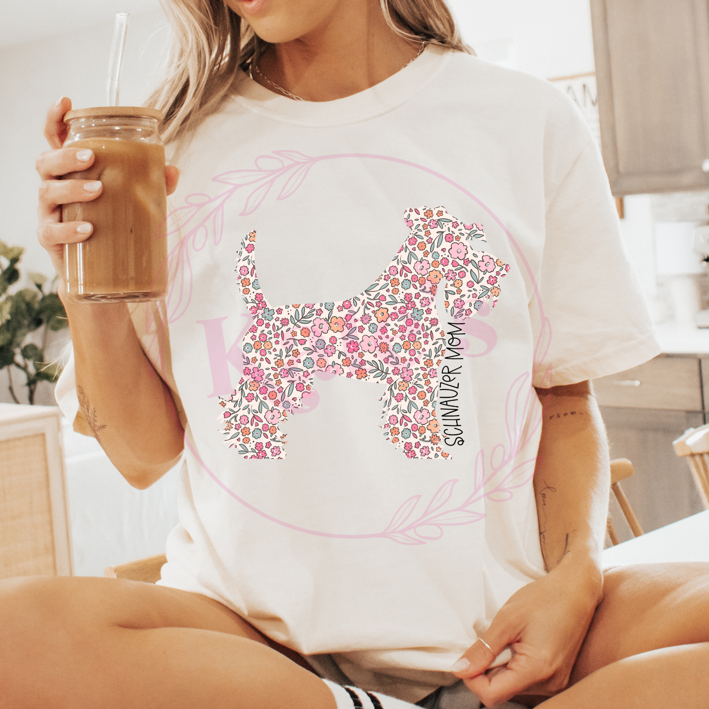 Schnauzer Mom Floral Comfort Colors T-Shirt