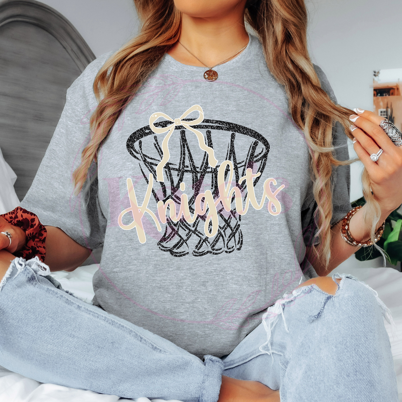 Faux Glitter Mascot Basketball Shirts