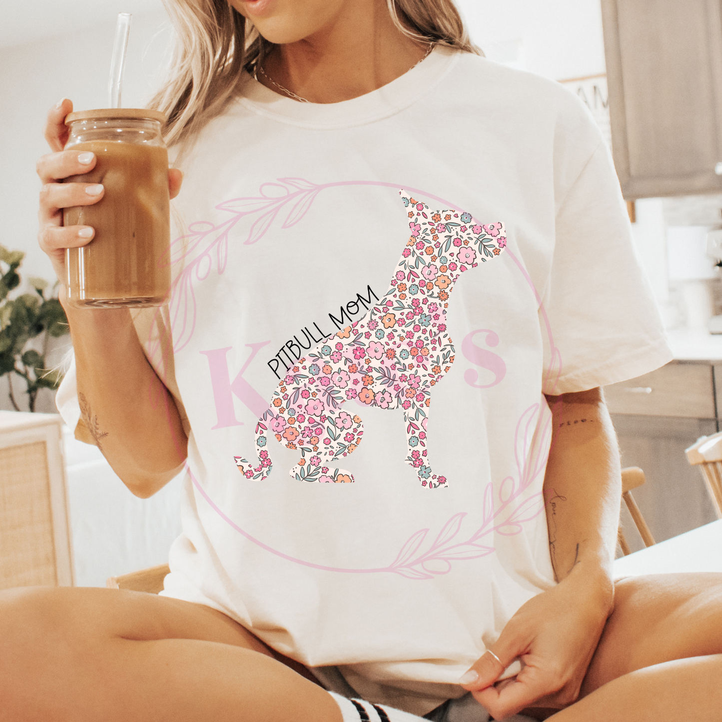 Pitbull Mom Floral Comfort Colors T-Shirt