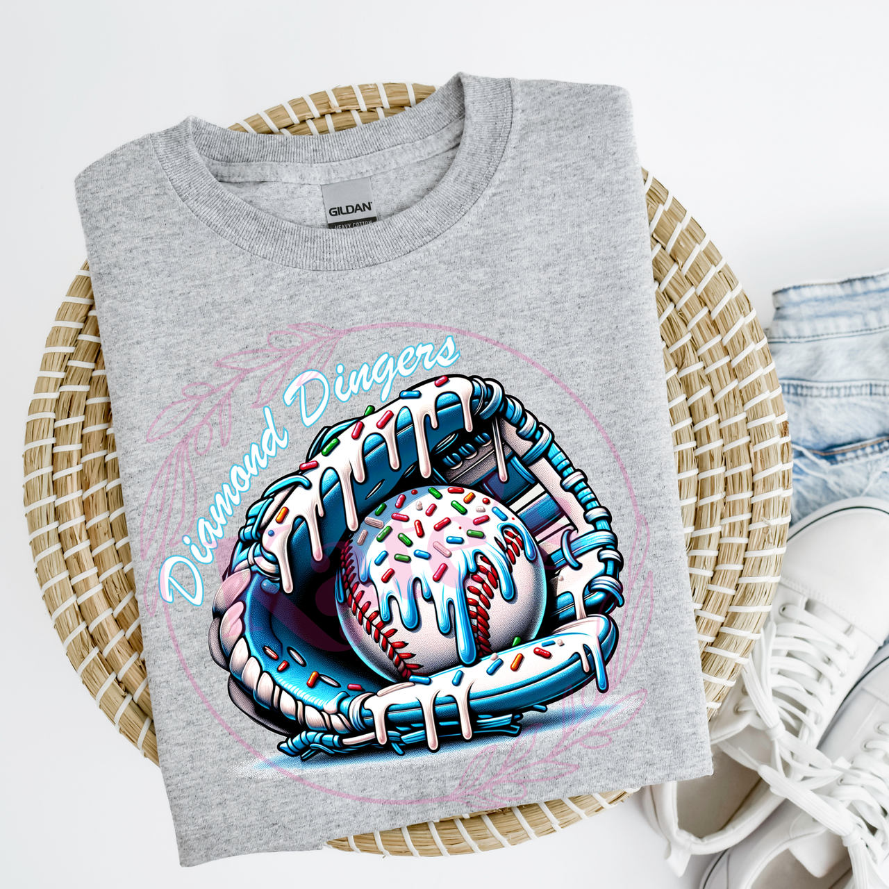 Diamond Dingers Baseball Glove and Ball Drip Shirts