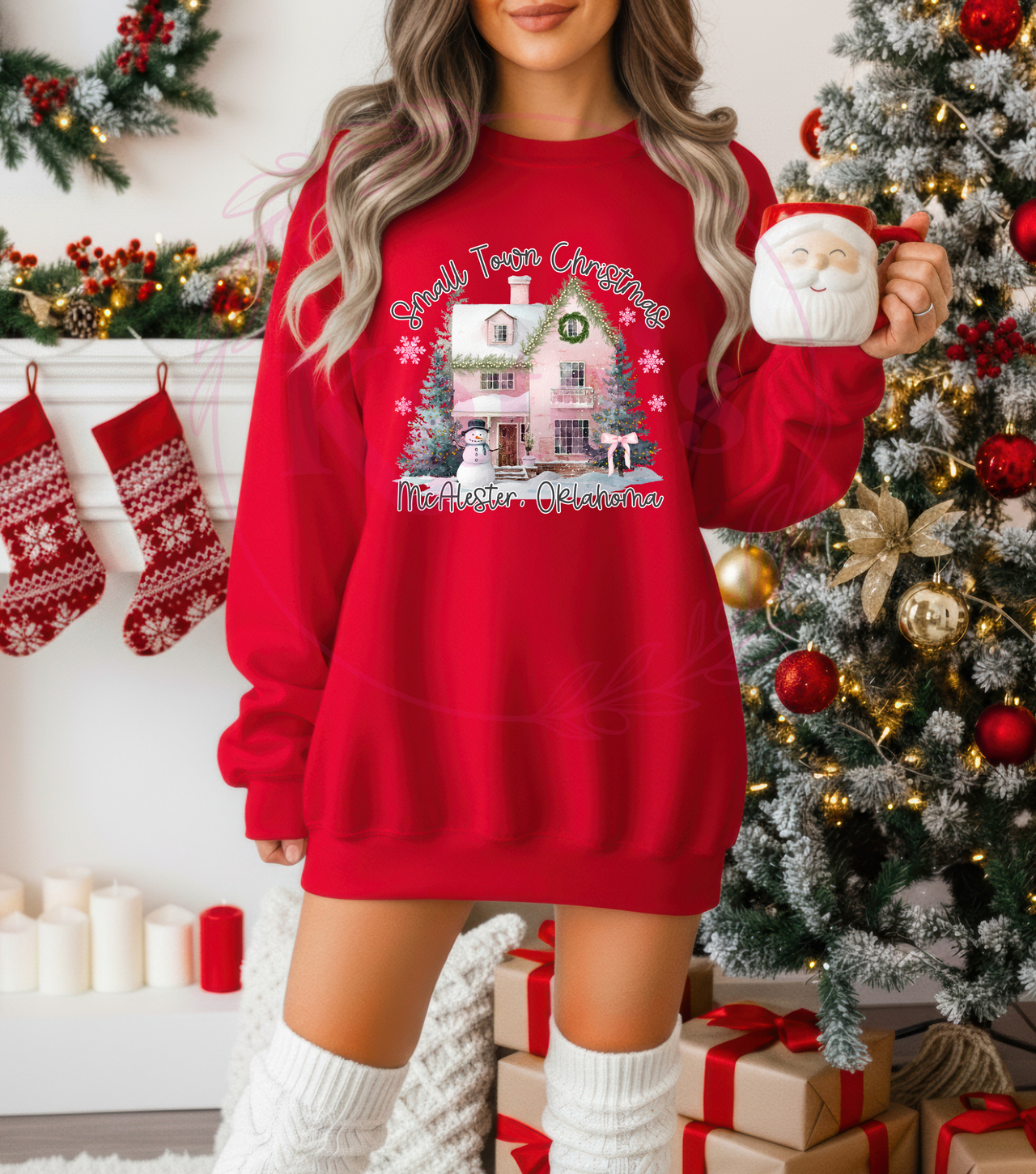 Pink Small Town Christmas Shirt