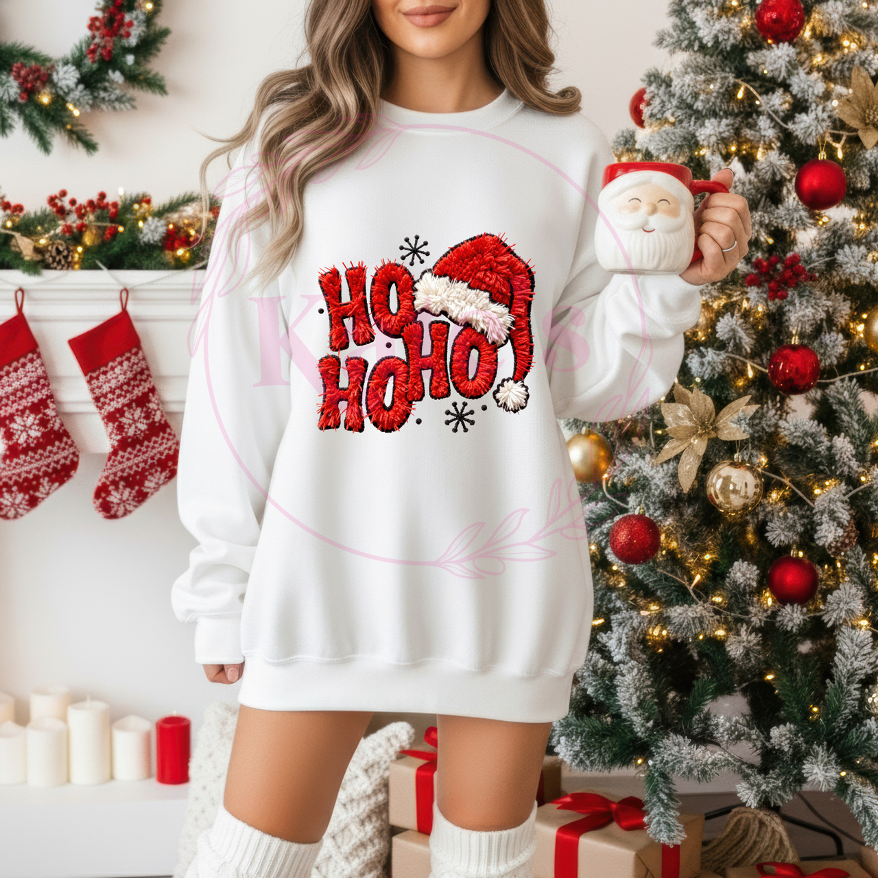 Faux Yarn Ho Ho Ho Christmas Shirt