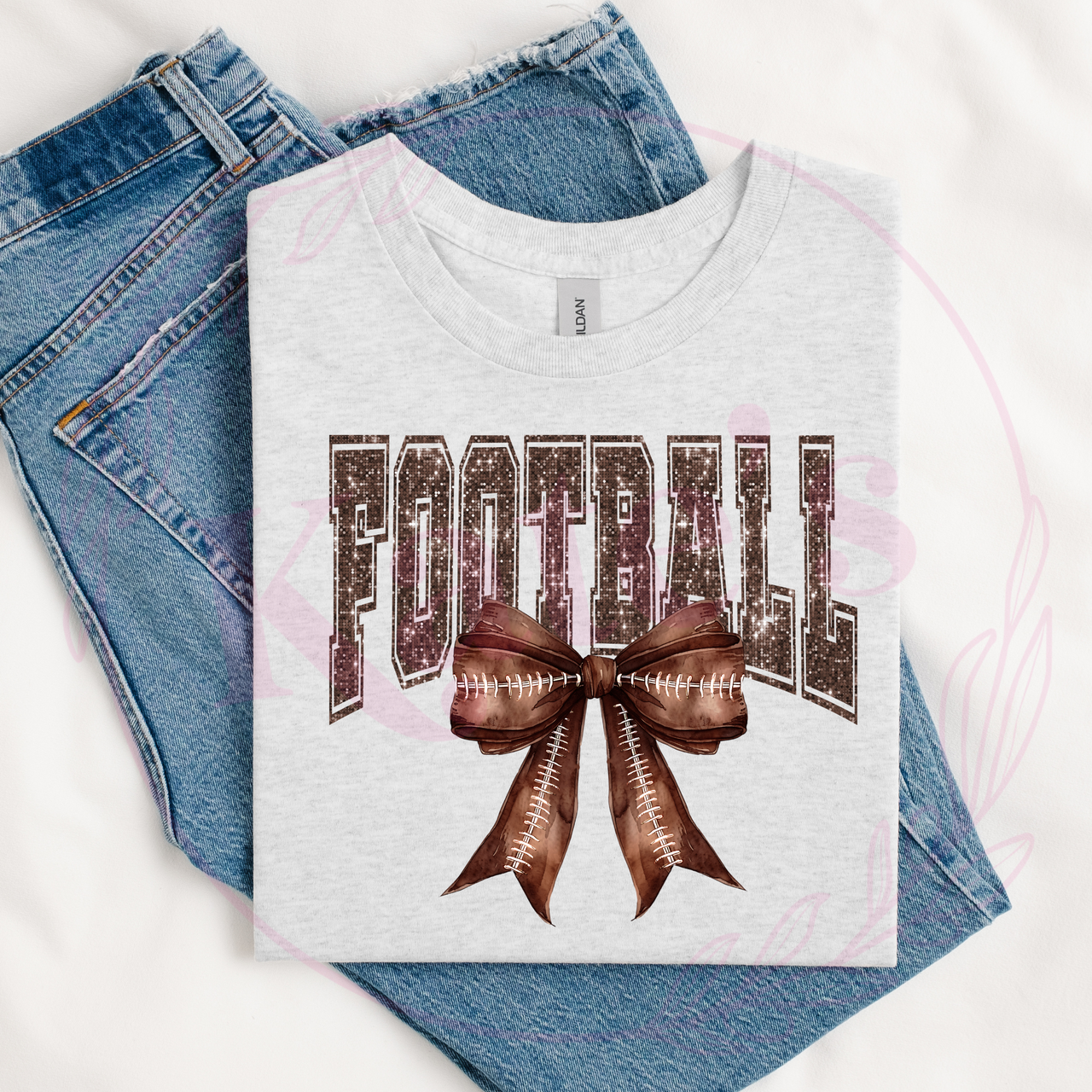 Faux Sequin Football T-Shirt