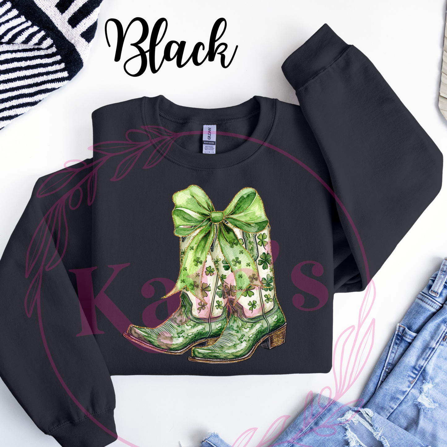 Shamrock Cowboy Boots Sweatshirt