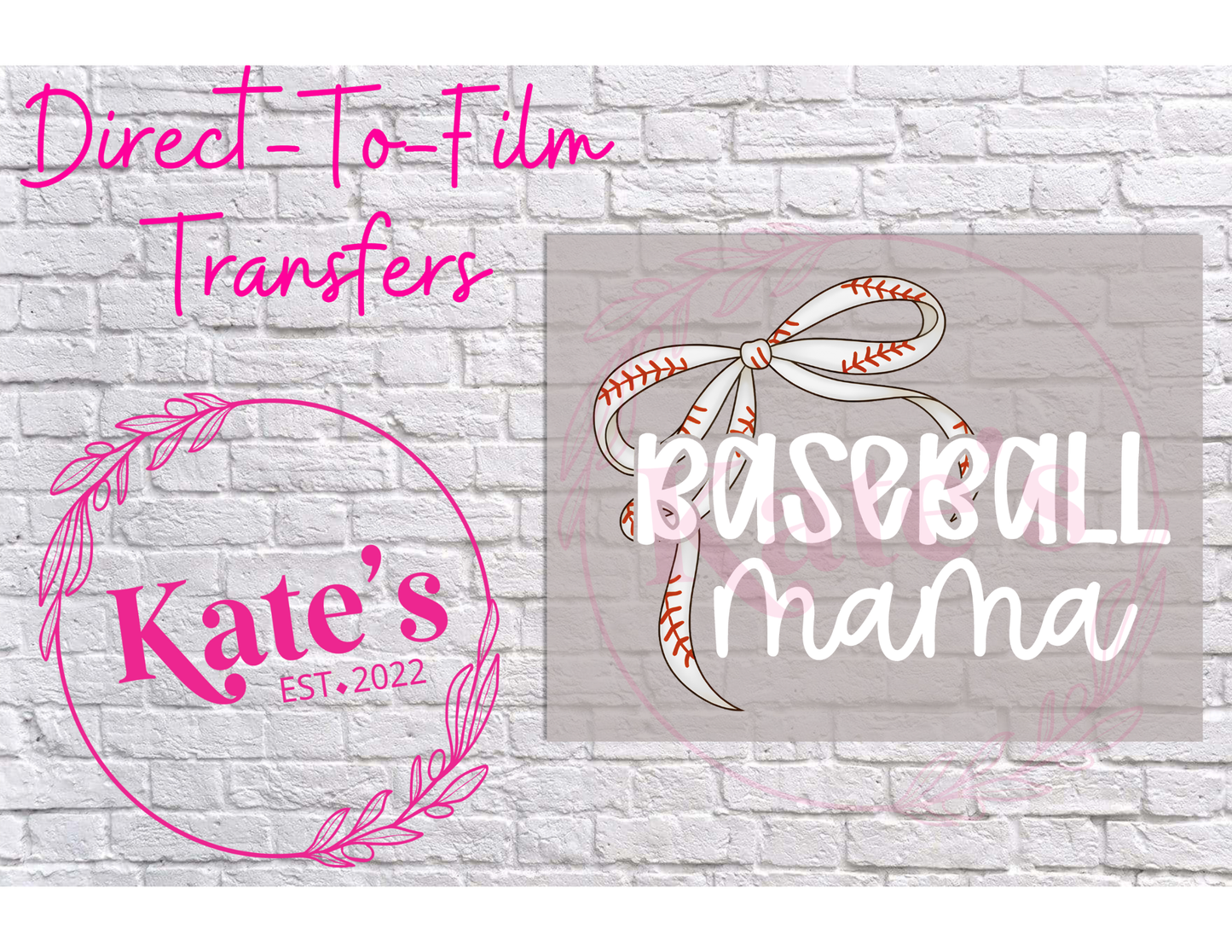 Baseball Mama White - 9 Color Direct-To-Film Transfer