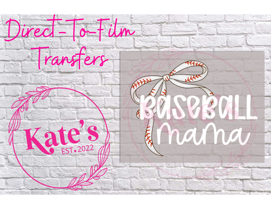 Baseball Mama White - 9 Color Direct-To-Film Transfer
